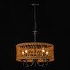preview thumbnail 2 of 14, 5-Light Farmhouse Boho Rustic Woven Rattan Pendant Light Round Drum Hand Woven Bamboo Rattan Chandelier - 19.6 in. W