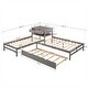 preview thumbnail 5 of 25, Full Size L-shaped Platform Beds with Drawers Linked with Built-in Rectangle Table and Twin Size Trundle.
