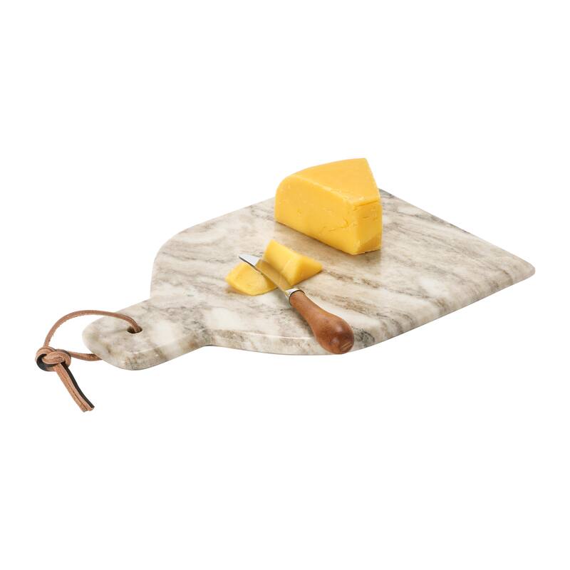 Marble Cheese/Cutting Board with Canapé Knife, Buff Color