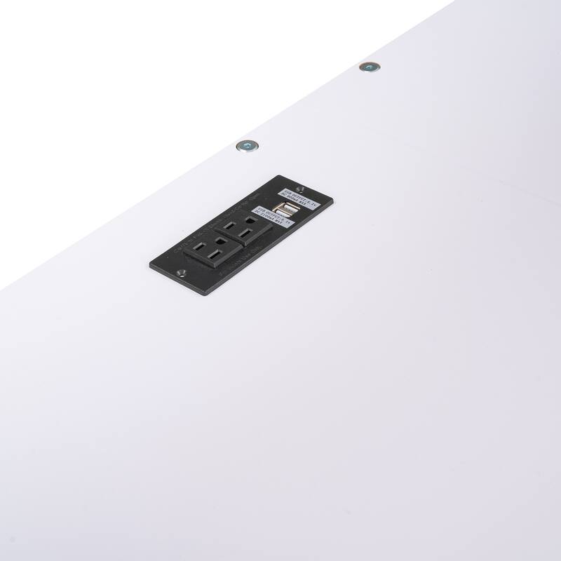 Full Size Loft Bed with Desk, Storage Cabinets, Drawers, Charging Station, White