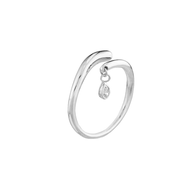 Marquee Jewels 14K Solid White Gold 1/20 CTW Natural Diamond Tear Drop Ring