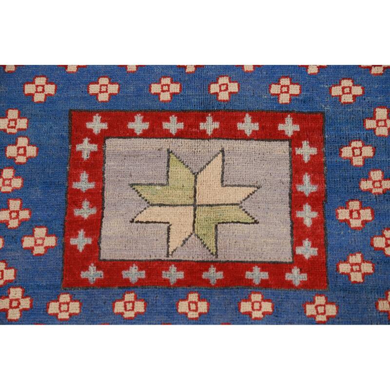 Hand Knotted Oriental 100% Wool Carpet Traditional Geometric Multi-Colored Kazak Area Rug - 11' 4'' X 8' 5''