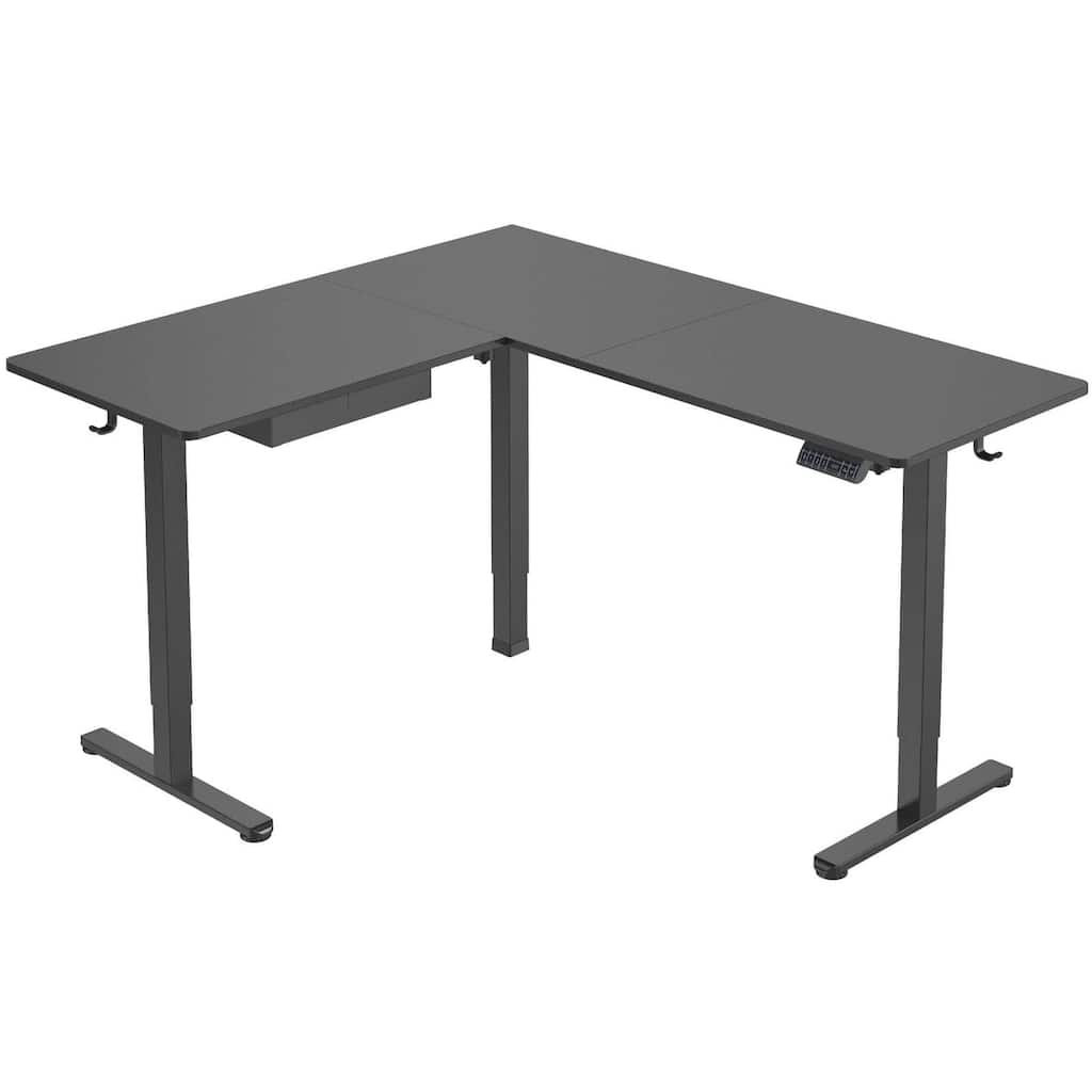 Mount-It! MI-15001 63"W L-Shaped Adjustable Particle Board Standing Desk, Black (MI-15001)