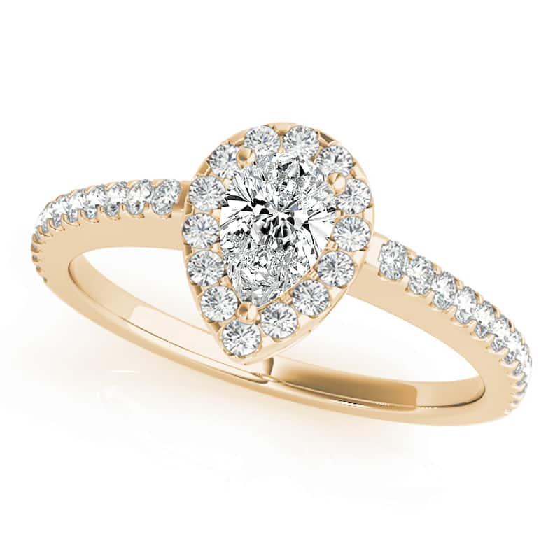 Auriya 14k Yellow Gold Lab Grown Pear Diamond Halo Engagement Ring 0.50 to 5.00 ct. tw. (F-G VS) - 1.75 ct. center - 8.5