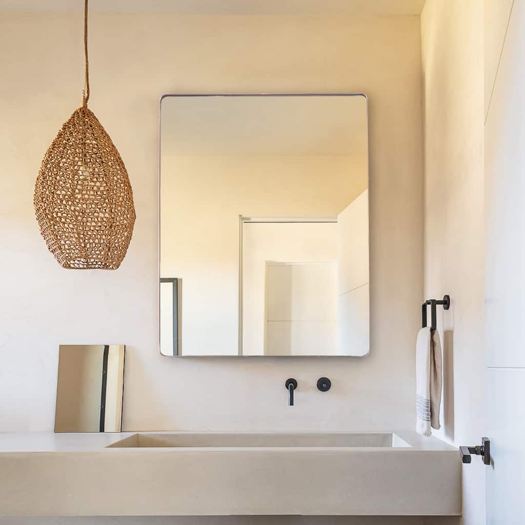 30-in Modern Simply Gold Rectangular Decorative Wall Bathroom Vanity Mirror