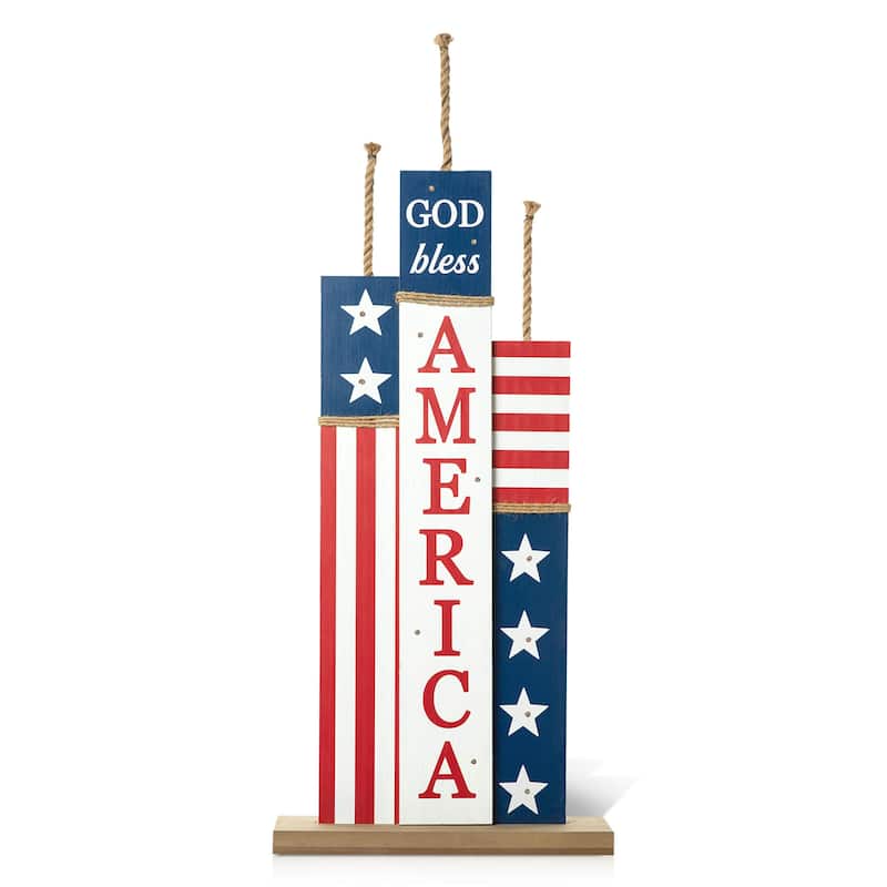 Glitzhome 36"H Wooden Patriotic Americana Porch Decor