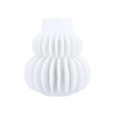 Handmade 5"H Stoneware Vase with Half Circle Pleated Design