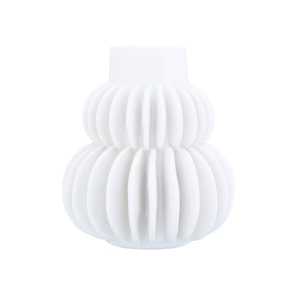 Handmade 5"H Stoneware Vase with Half Circle Pleated Design