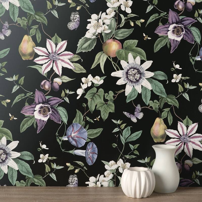 Fine Decor Sierra Black Floral Wallpaper