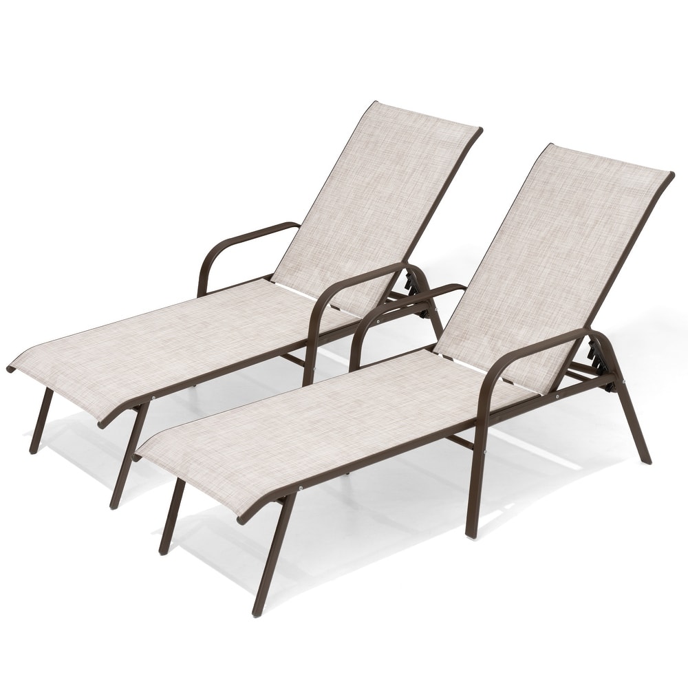 VredHom Outdoor Patio Adjustable Chaise Lounges Chairs with Arms (Set of 2/4 )