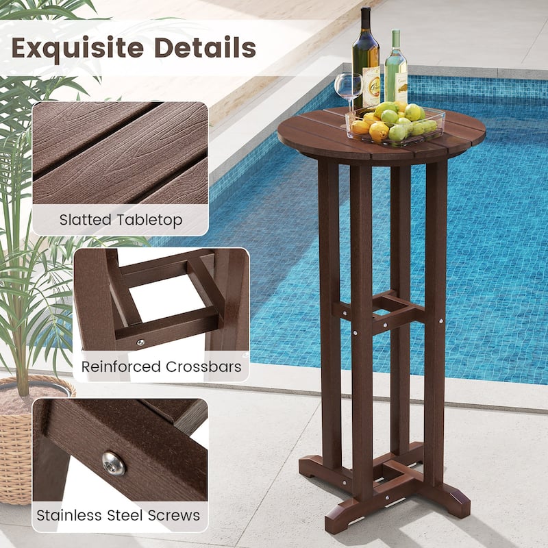 Gymax 21.5'' Round Bar Table Patio HDPE Bar Height Dining Table w/