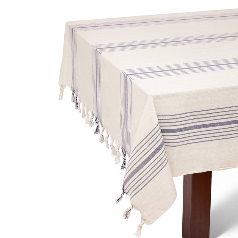 Hilana Upcycled Cotton Sustainable Kayseri Tablecloth Set - Blue