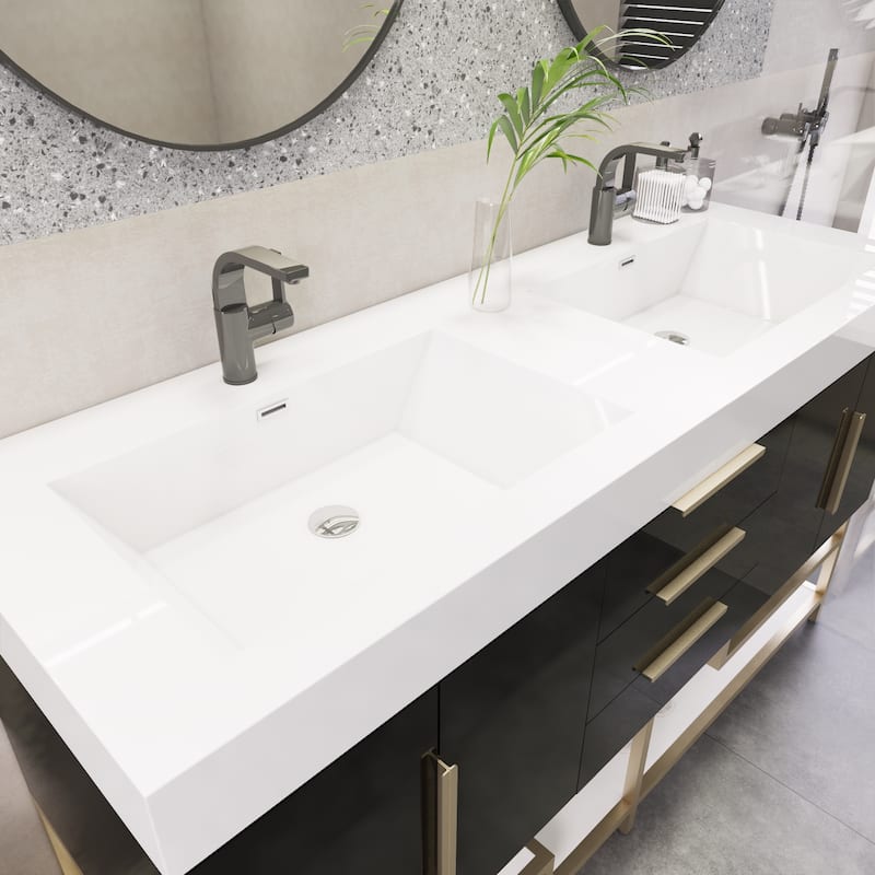Noble 60" Free Standing Vanity with Reinforced Acrylic Double Sink - 60" Width