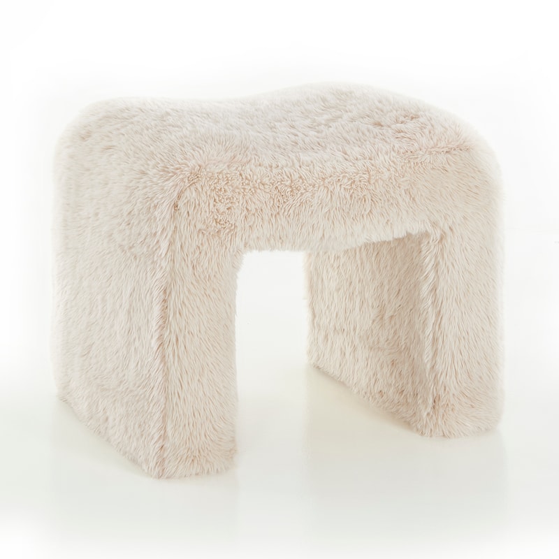 Roundhill Furniture Zorya Faux Fur U-Shaped Ottoman, Set of 2