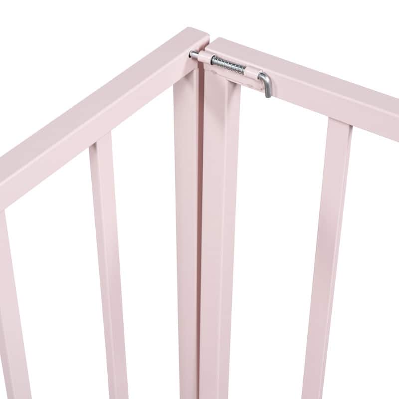 Twin/Full/Queen Size Floor Bed for Kids, Montessori Beds with Rails and Door, Metal Playhouse Bed Frame w/ Fence for Boys Girls