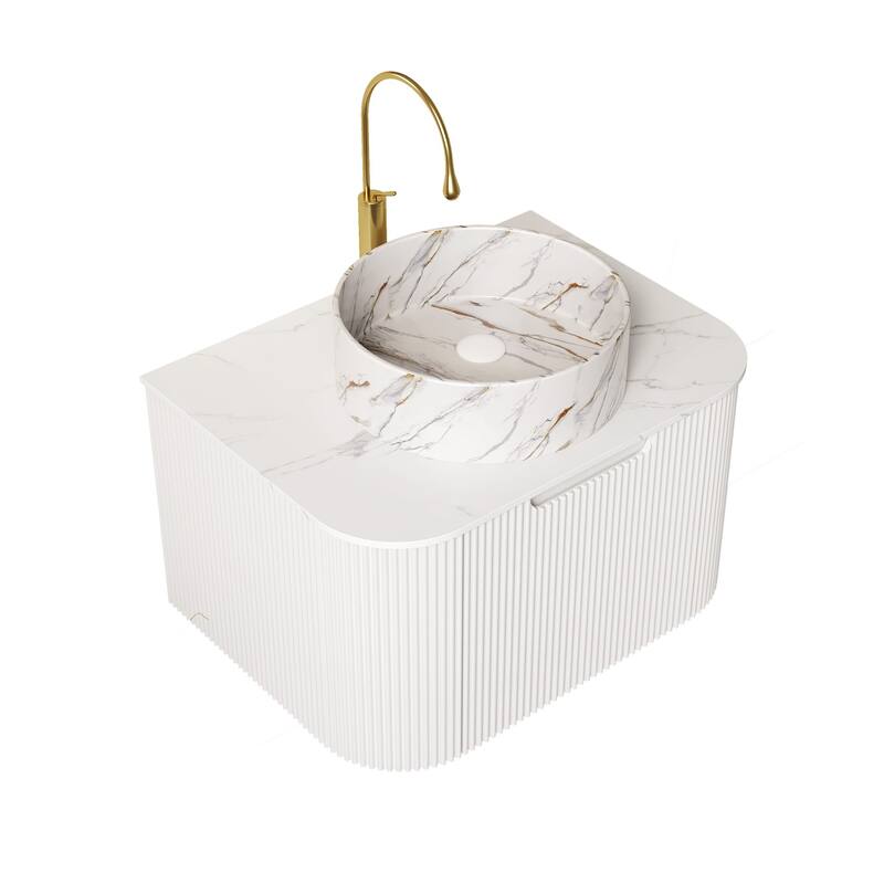 Wall Mounted Bathroom Vanity with Sink - 24" - White
