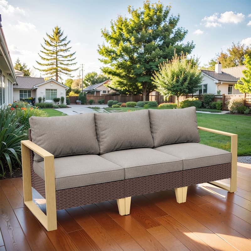 Pocassy Patio Sofa Outdoor Funiture - Grey - Brown