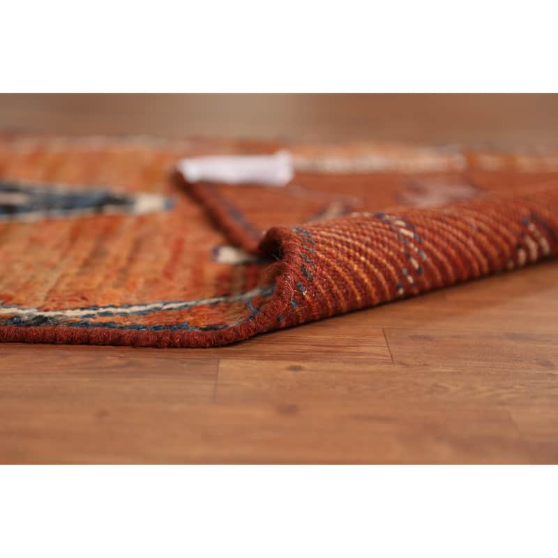Orange Moroccan Oriental Runner Rug Handmade Tribal Wool Carpet - 2'11" x 9'10"
