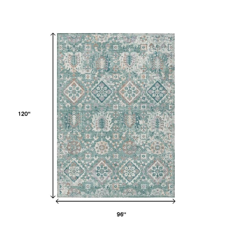 HomeRoots Floral Medallion Traditional Rectangle Outdoor Rug