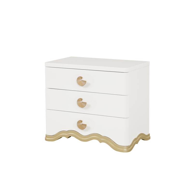 Athena Ivory and Gold Scalloped Bedroom Set