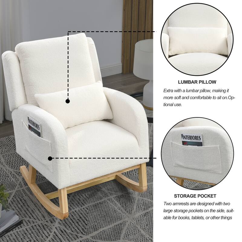 GDFStudio - Celestina Ultra-Cozy Rocking Chair with High-Back Support and Side Pockets - 27.5 "W