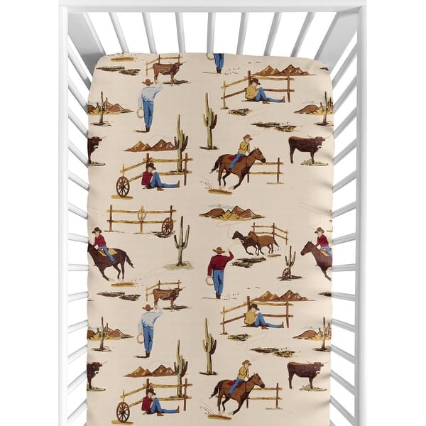 slide 2 of 6, Sweet JoJo Designs Wild West Cowboy Fitted Crib Sheet