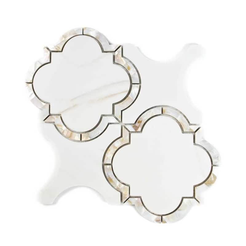Delphi Pearl 12x12 Glass Arabesque Mosaic Tile - Wall, Backsplash - 1 Sheet (0.62 Sq. ft.) - Calacatta