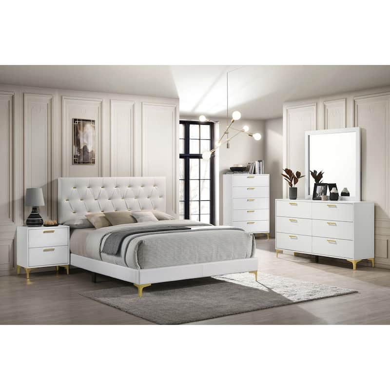 Kendall 5-piece Bedroom Set White And Black/Gold - White - Eastern King