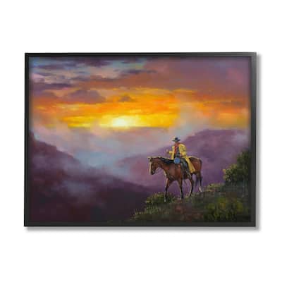 Stupell Traveling Southern Cowboy Mountain Valley Sunset Framed Wall Art, Design by Jack Sorenson - Multi-Color