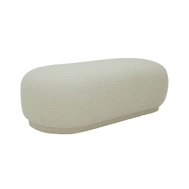 Divani Casa Kael Contemporary White Sherpa Ottoman