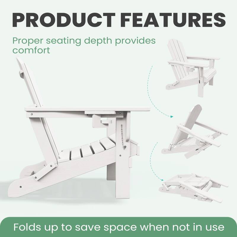 Foldable HDPE Adirondack Chair with Dual Cup Holders
