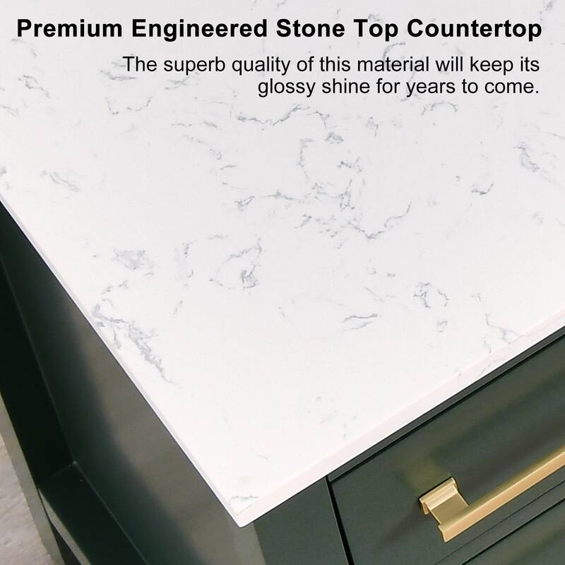 84 inch Freestanding Bath Vanities with Engineered Stone Counter Top Undermount Sink