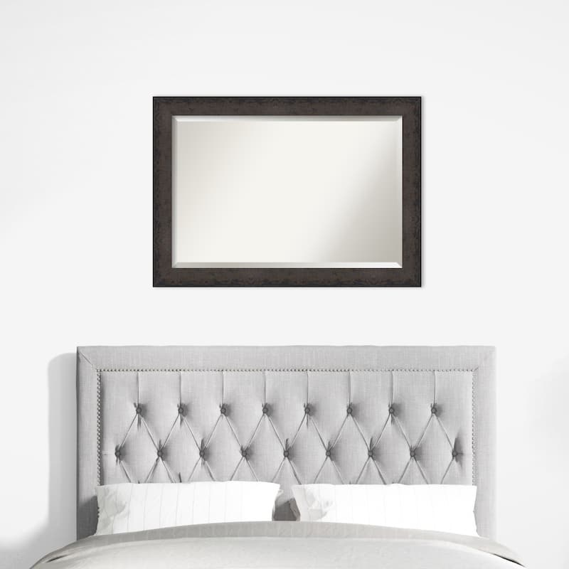 Dappled Beveled Wood Framed Wall Mirror