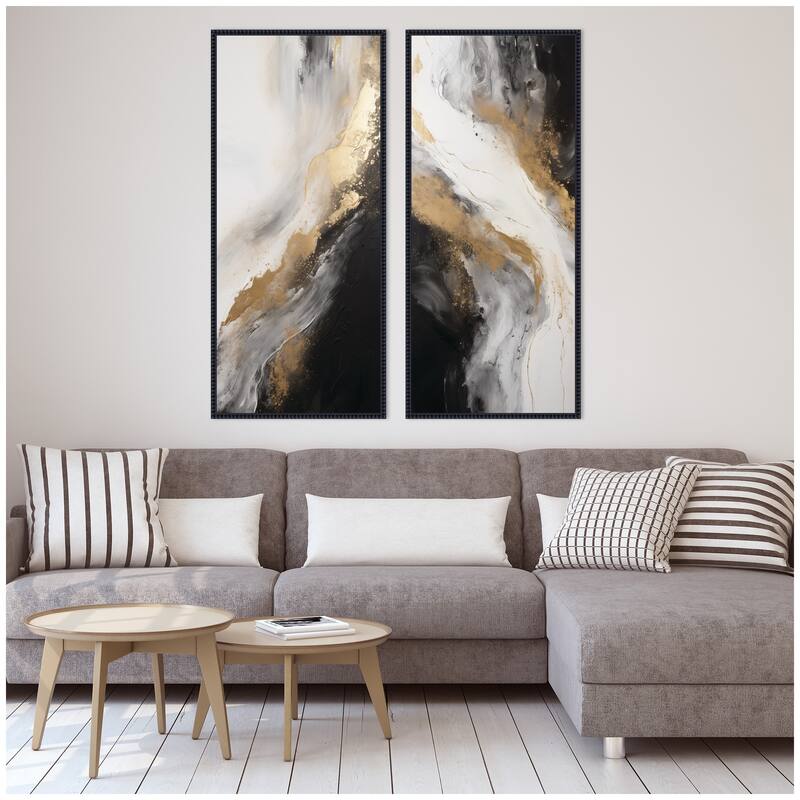 Kate and Laurel Luxe Drift 2 Piece Framed Canvas Wall Art Set by The Creative Bunch Studio