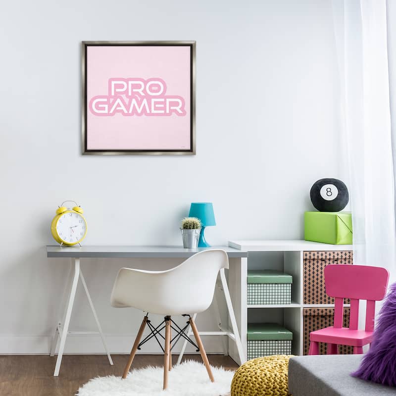 Stupell Pastel Pink Pro Gamer Framed Floater Canvas Wall Art Design By Yass Naffas Designs