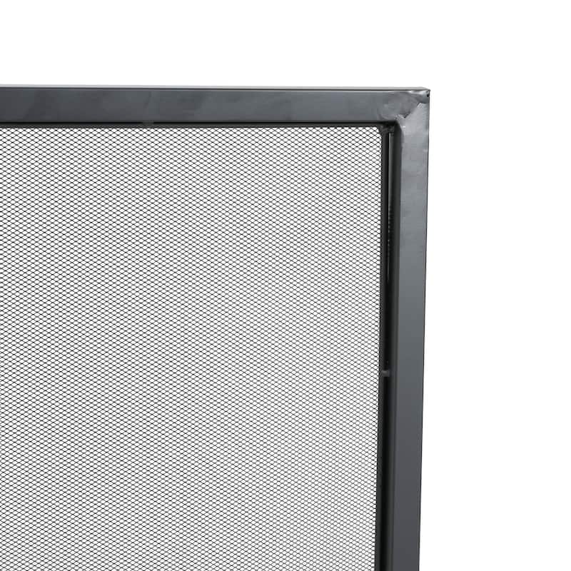 Roomfitters Regina 1-Panel Iron Fireplace Screen with Rectangular Frame, Black Finish