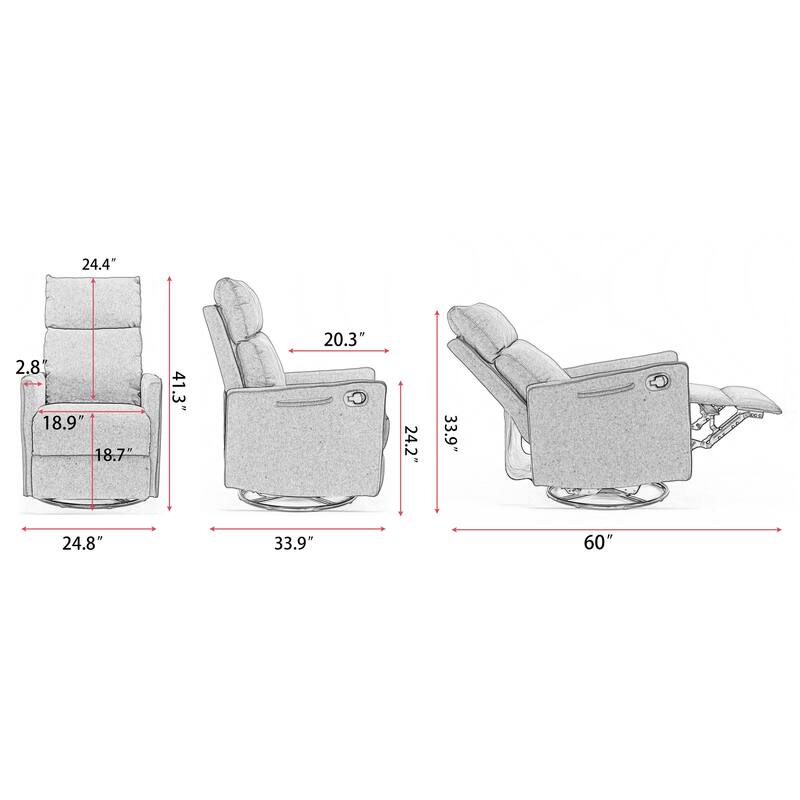Cotton Linen Fabric Swivel Rocking Chair