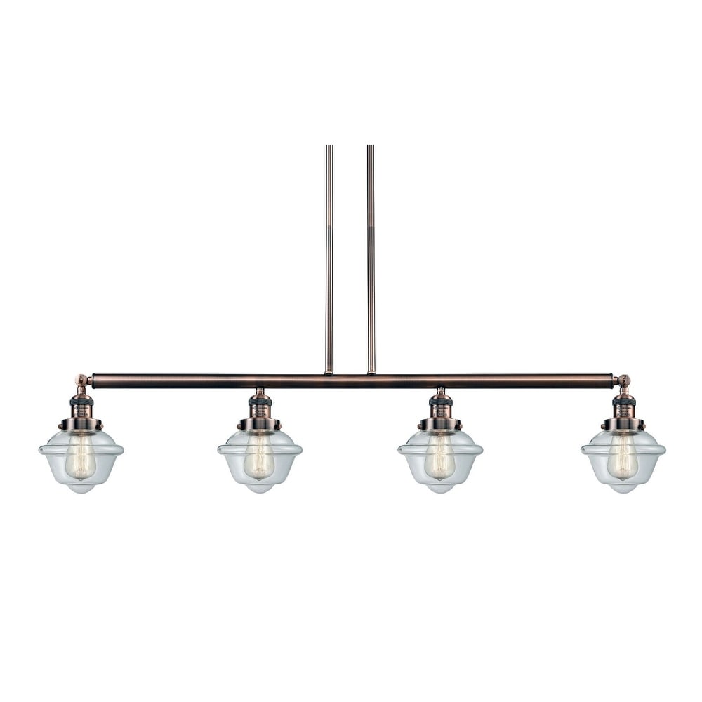 Innovations Lighting 214-S Small Oxford  Small Oxford 4 Light 52" Wide Linear Chandelier (Brushed Satin Nickel / Clear) - Chandeliers For Bedrooms by Overstock.com