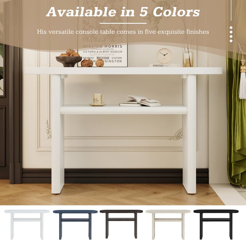 Elegant Minimalist Console Table with Rounded Edges and Sturdy Shelf Design for Entryway, Living Room
