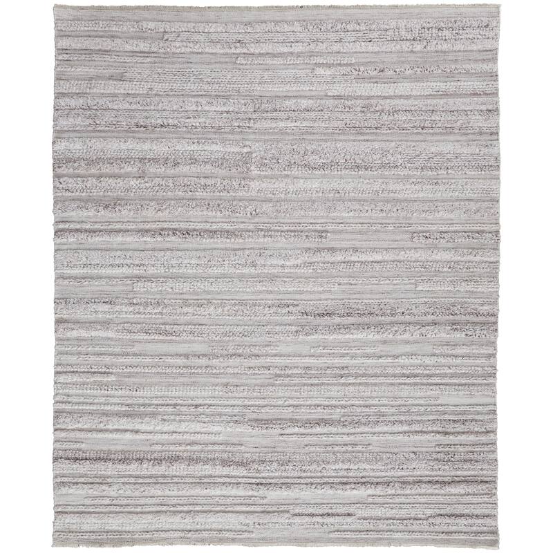 Akton Contemporary Bohemian Shag Rug, Ivory/Carob Brown, Area Rug