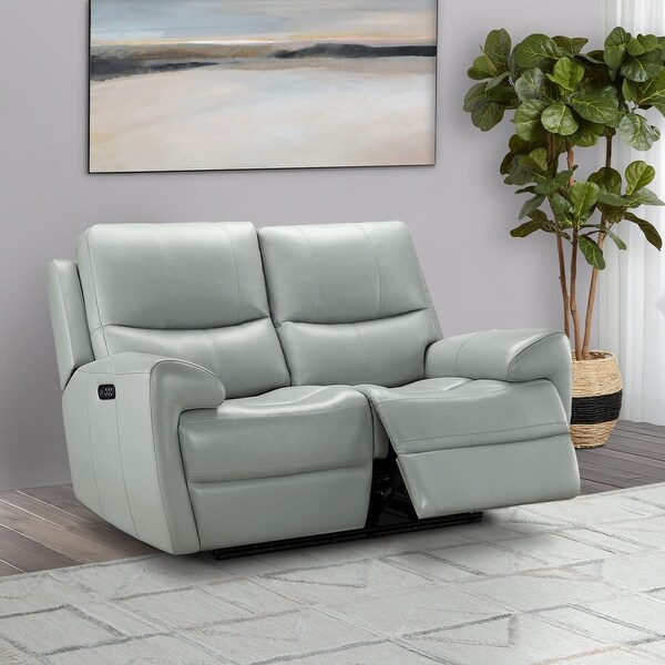 Abbyson Keegan Top Grain Leather Power Reclining Sofa with USB Port