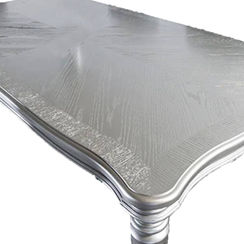 Hixe Dining Table, Silver Wood, Turned Legs, Rectangular 84 Inch Top