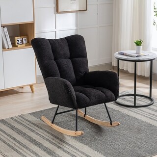 Soft Teddy Velvet Rocking Chair with Solid Wood Base - Bed Bath ...