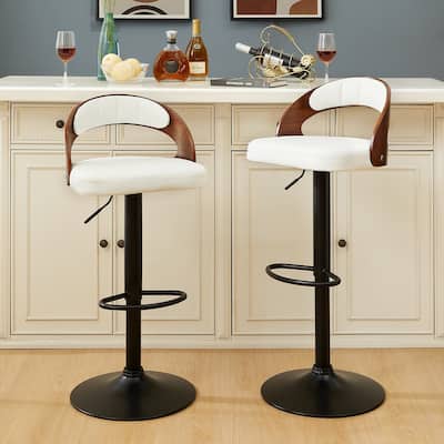 Javlergo Bar Stools Set of 2, Modern Adjustable Swivel Kitchen Bar Chair with Footrest