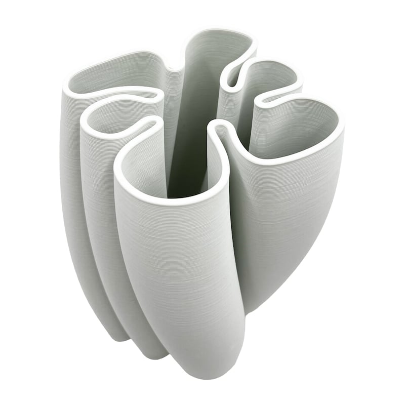 11 Inch Tall White Ceramic Vase