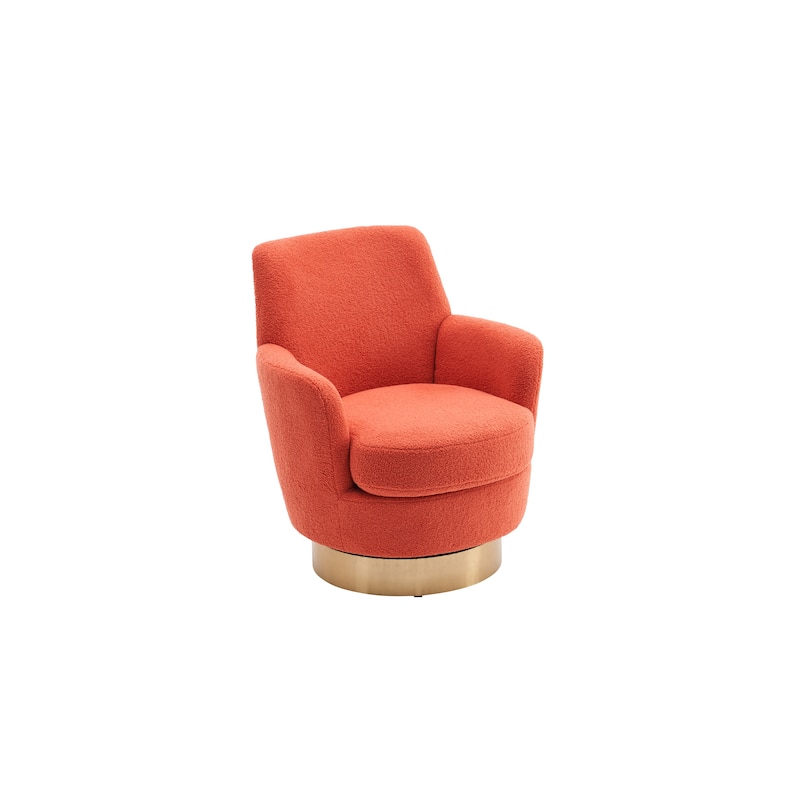 Teddy Fabric Swivel Barrel Chair with 360° Gold Base & Ergonomic Design