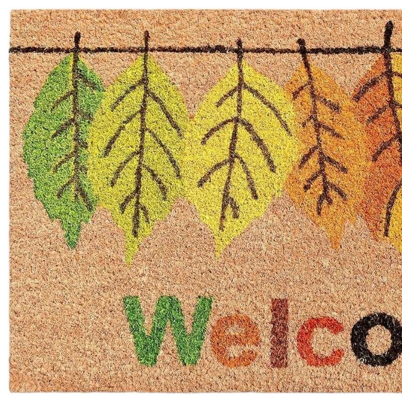 HomeRoots 24" X 36" Natural And Brown Fall Welcome Outdoor Coir Door Mat - 24.00' X '36.00