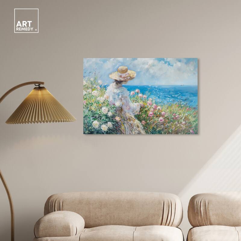 Art Remedy Gentle Sea Gallery Wrapped Impressionism 1 Piece Canvas Wall Art /Monet And Van Gogh Inspired Art