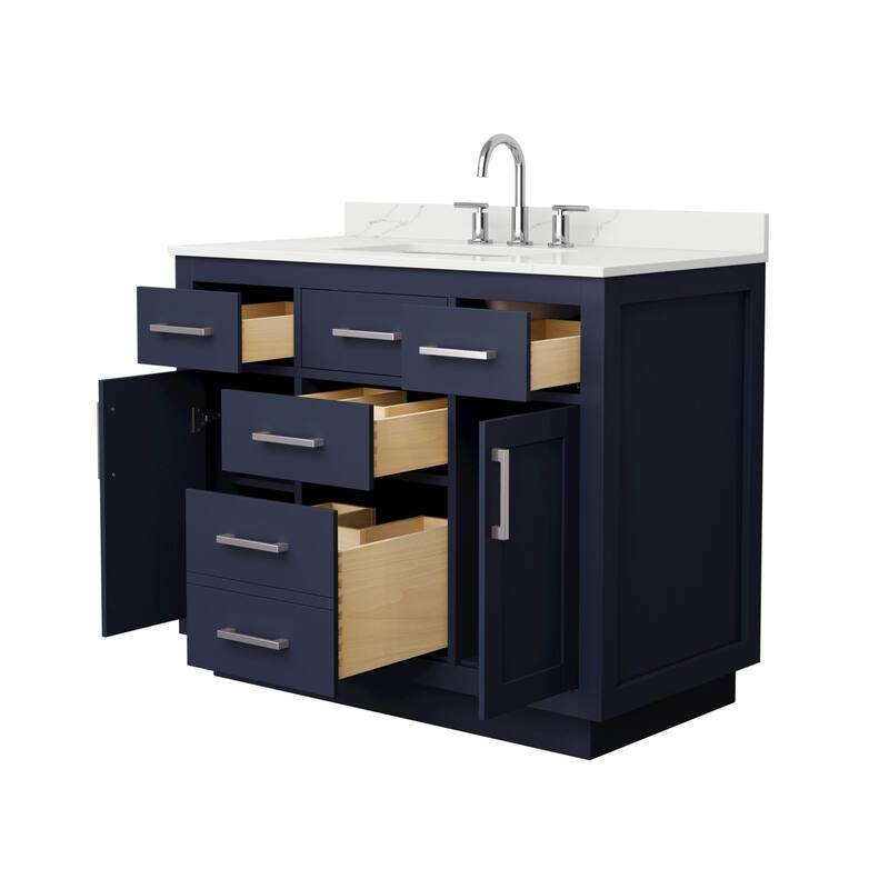 Beckett TK 42-inch Single Vanity, 3 Hole Quartz Top