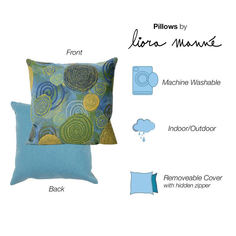 Liora Manne Visions III Graffiti Swirl Indoor/Outdoor Pillow Cool 20" Square